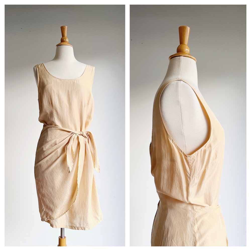 VINTAGE | Ivory/Cream Silk Sheath Dress | M